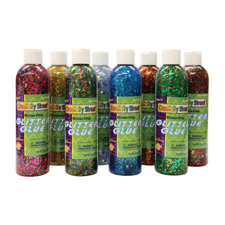 CREATIVITY STREET Glitter Glue, Assorted Confetti, 8 fl. oz., PK8 PAC8562